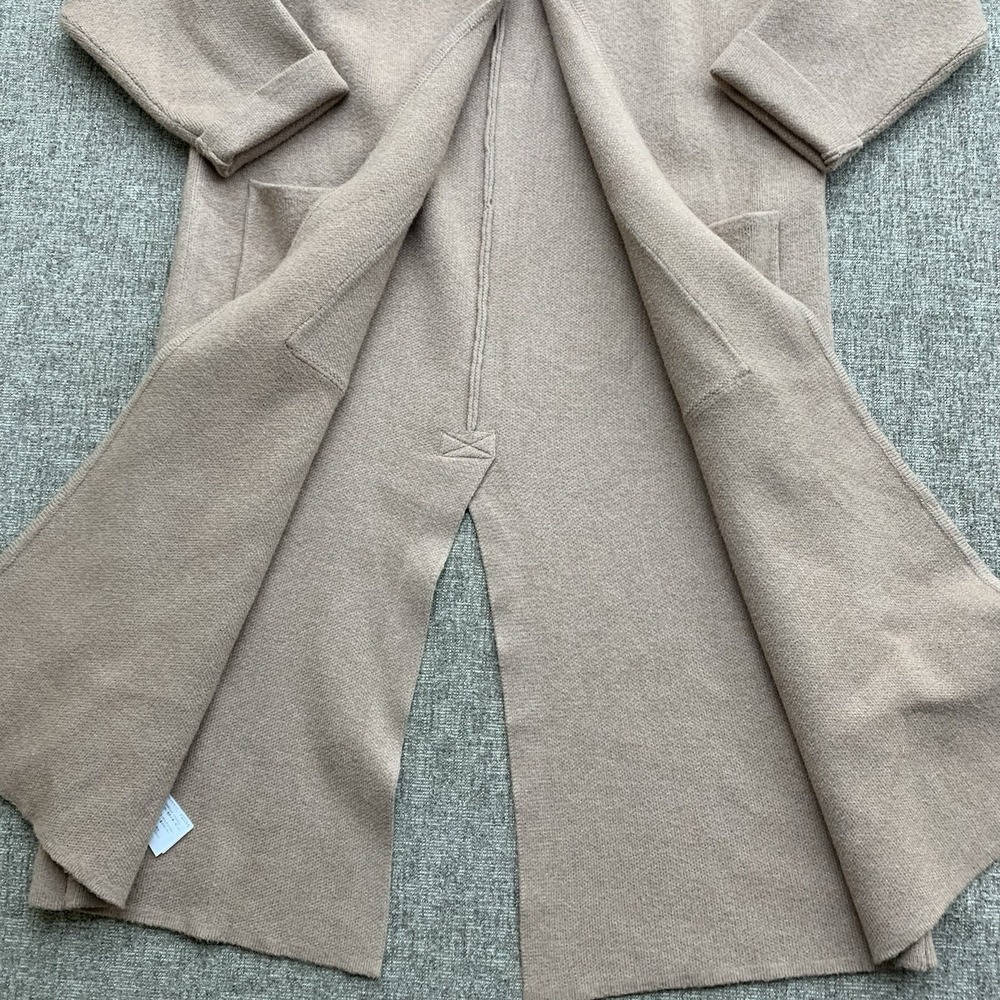 MNG Mango Sweater Cardigan Women Sz S Beige Maxi Knit Coatigan Cozy Casual Boho - Picture 3 of 8
